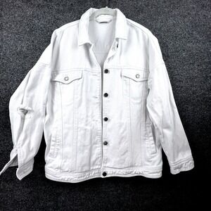 Noisy May White Denim Trucker Jacket Womens Oversized Designer